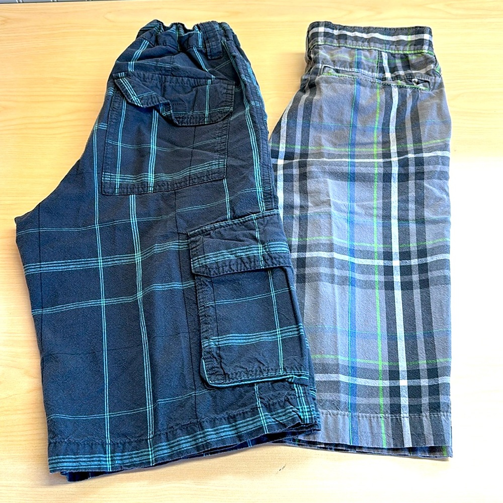 Y2K Old Navy Boys Shorts Bundle of 2 Skater Plaid Size 14